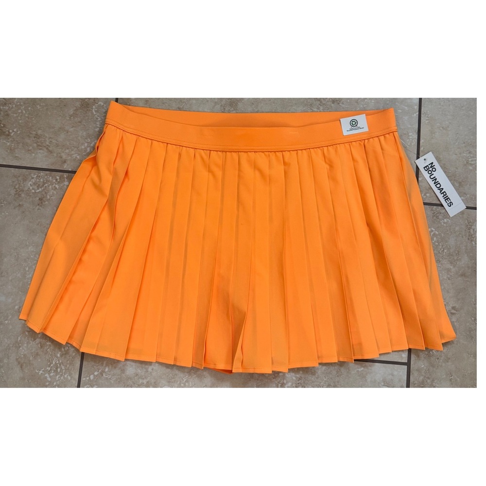 No Boundaries Tennis Skort Women XXL 20 Orange Pleated Athletic Mini Skirt NEW